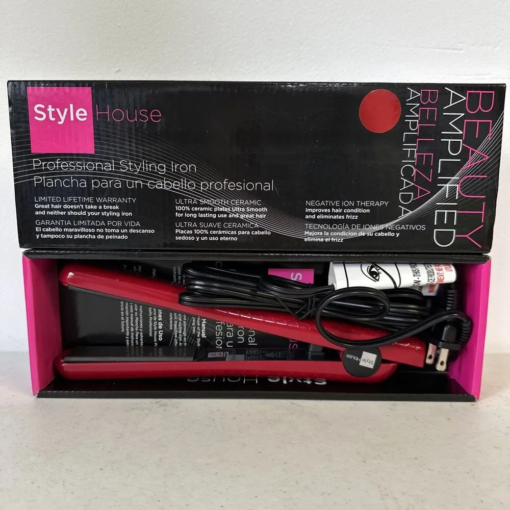 Beauty Amplified Style House 1 in Professional Red Styling Iron Ceramic Ion